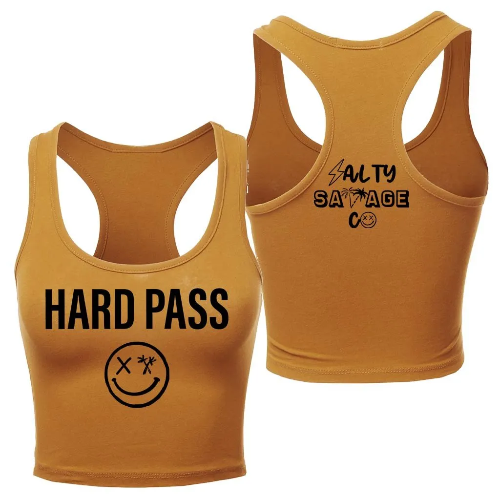 Ladies "HARD PASS" Racerback Crop Tank