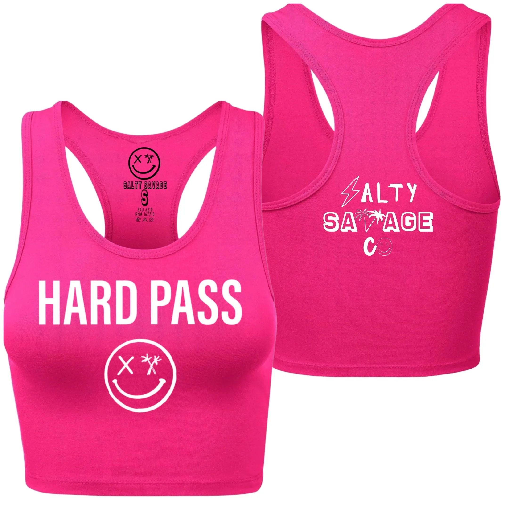 Ladies "HARD PASS" Racerback Crop Tank