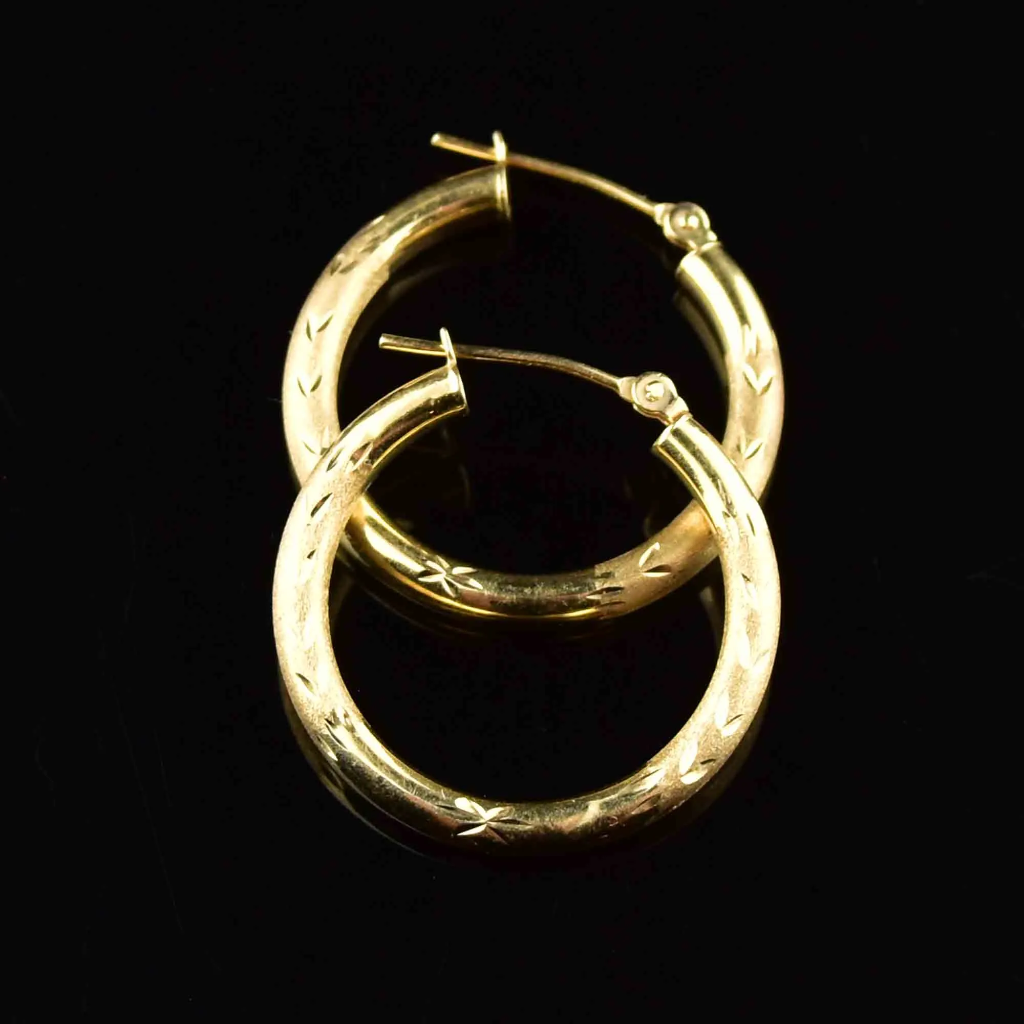 Large 10K Textured Gold Hoop Earrings