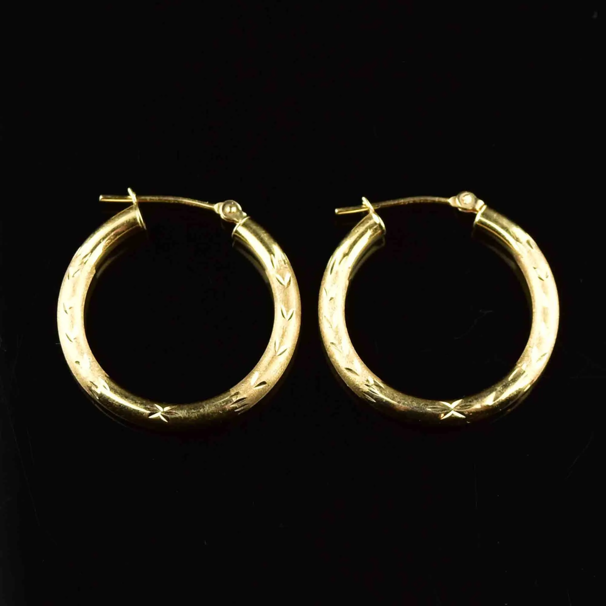 Large 10K Textured Gold Hoop Earrings