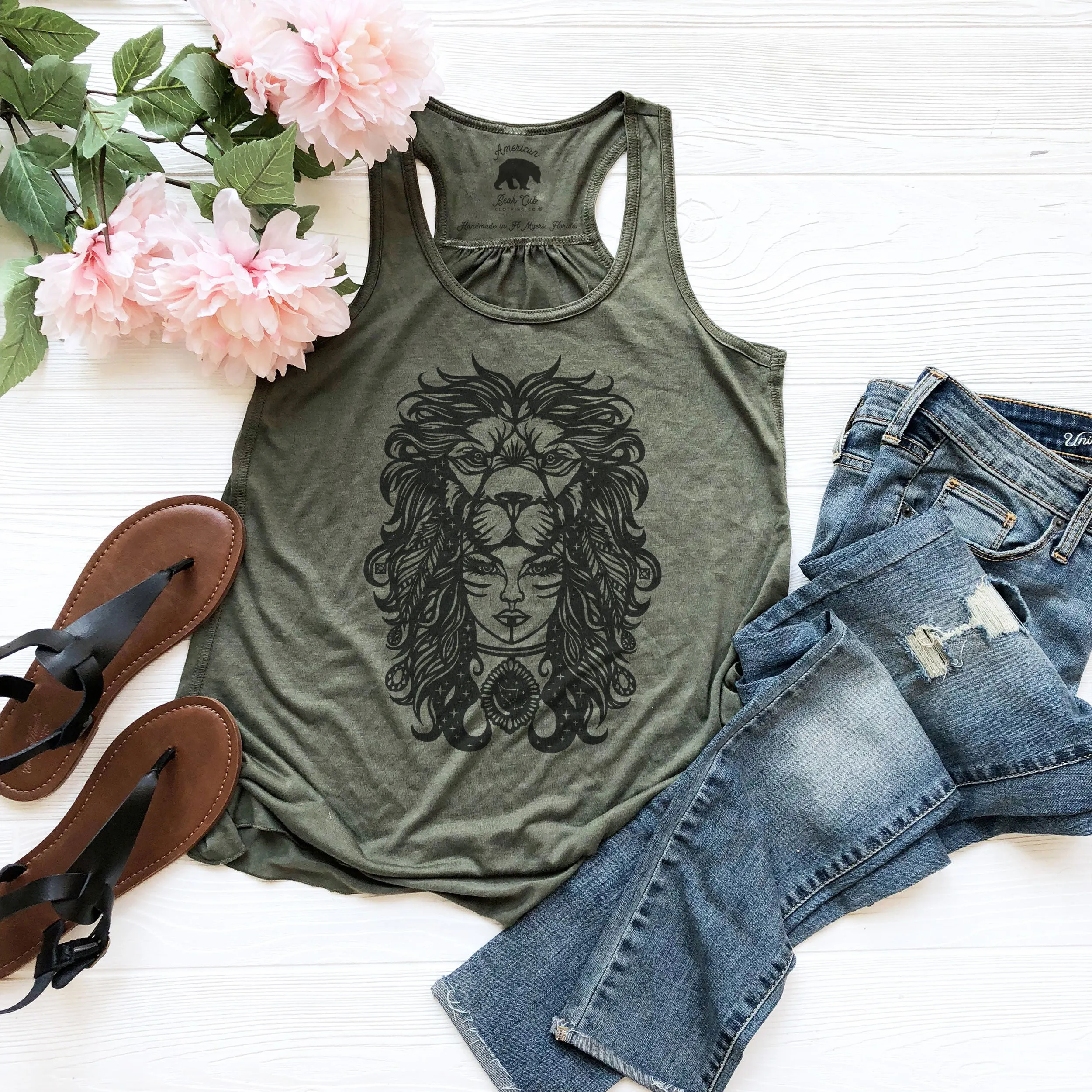 Leo Zodiac & Astrology flowy racerback tank tops