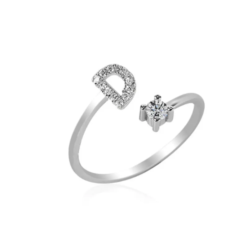 Letters Ring With Cubic Zirconia