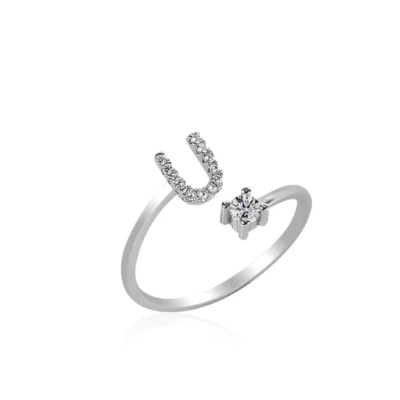 Letters Ring With Cubic Zirconia