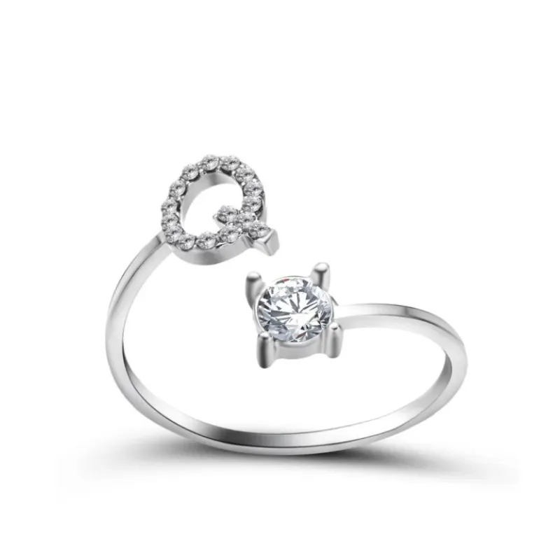 Letters Ring With Cubic Zirconia