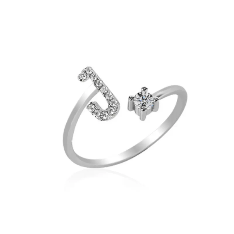 Letters Ring With Cubic Zirconia