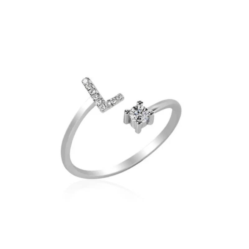 Letters Ring With Cubic Zirconia