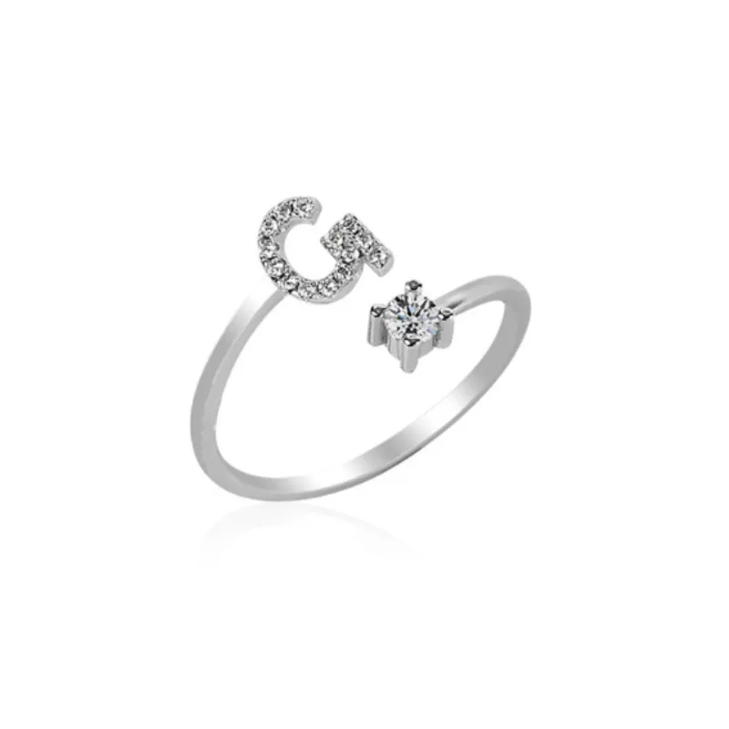 Letters Ring With Cubic Zirconia