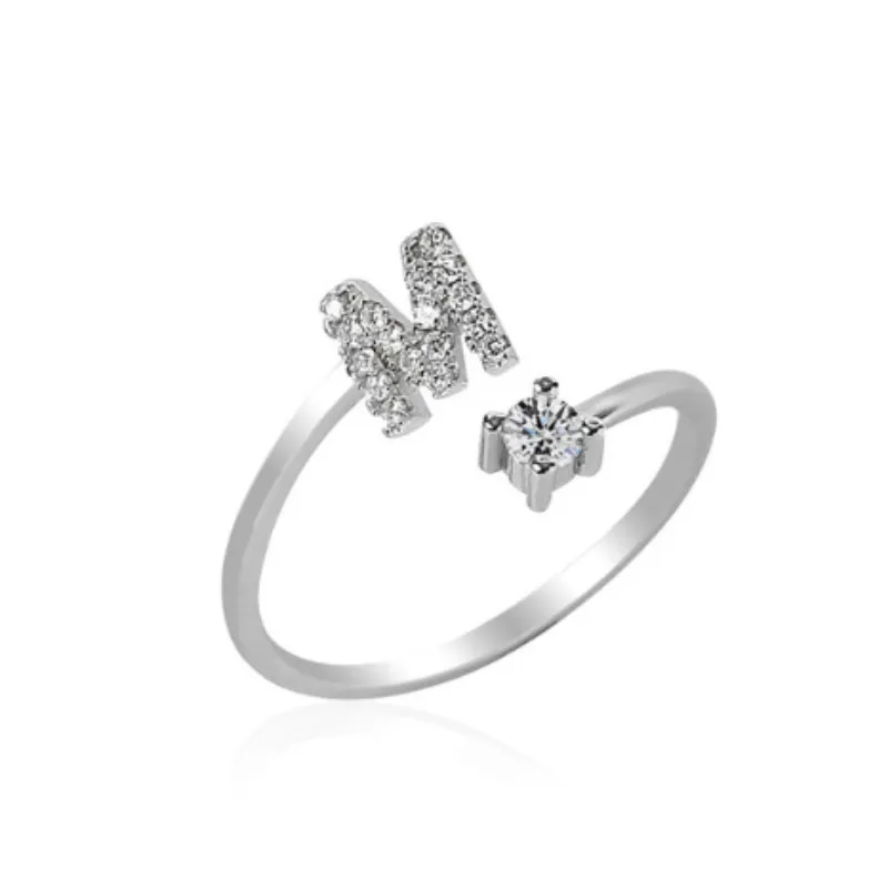 Letters Ring With Cubic Zirconia