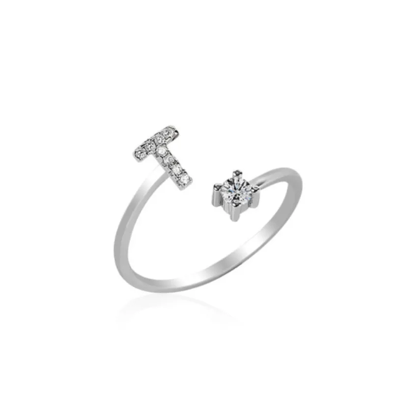 Letters Ring With Cubic Zirconia