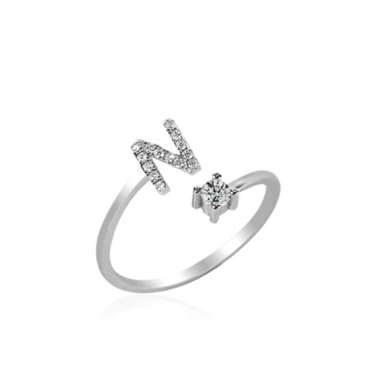 Letters Ring With Cubic Zirconia