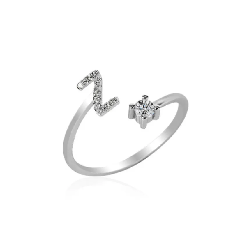 Letters Ring With Cubic Zirconia