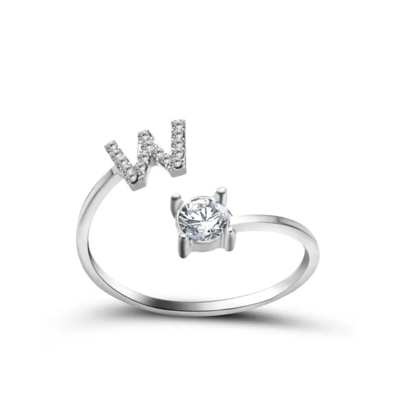 Letters Ring With Cubic Zirconia