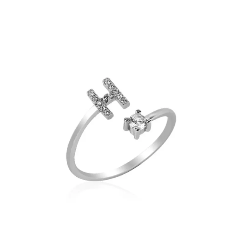 Letters Ring With Cubic Zirconia