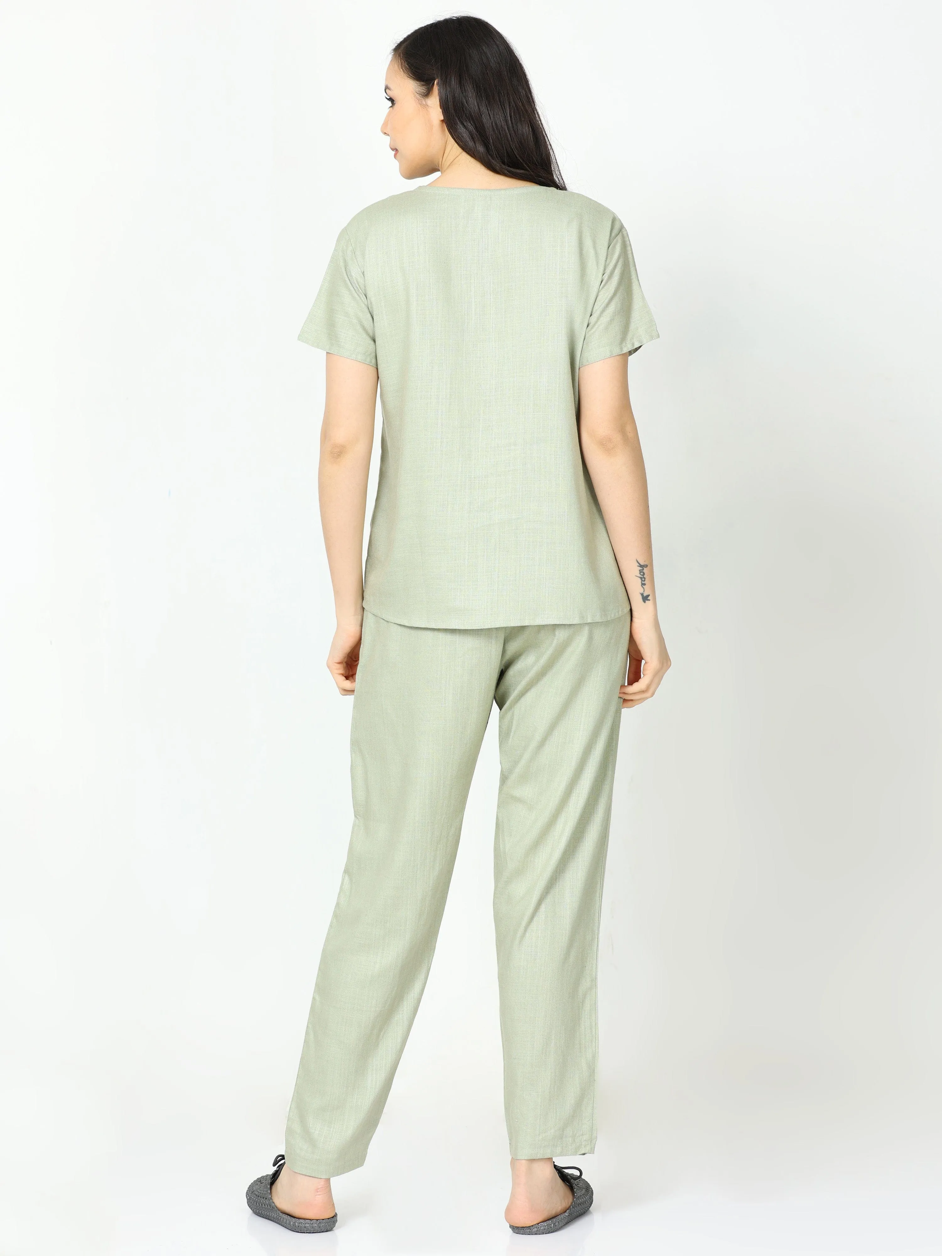 Linen Round Neck Co-ord Sets