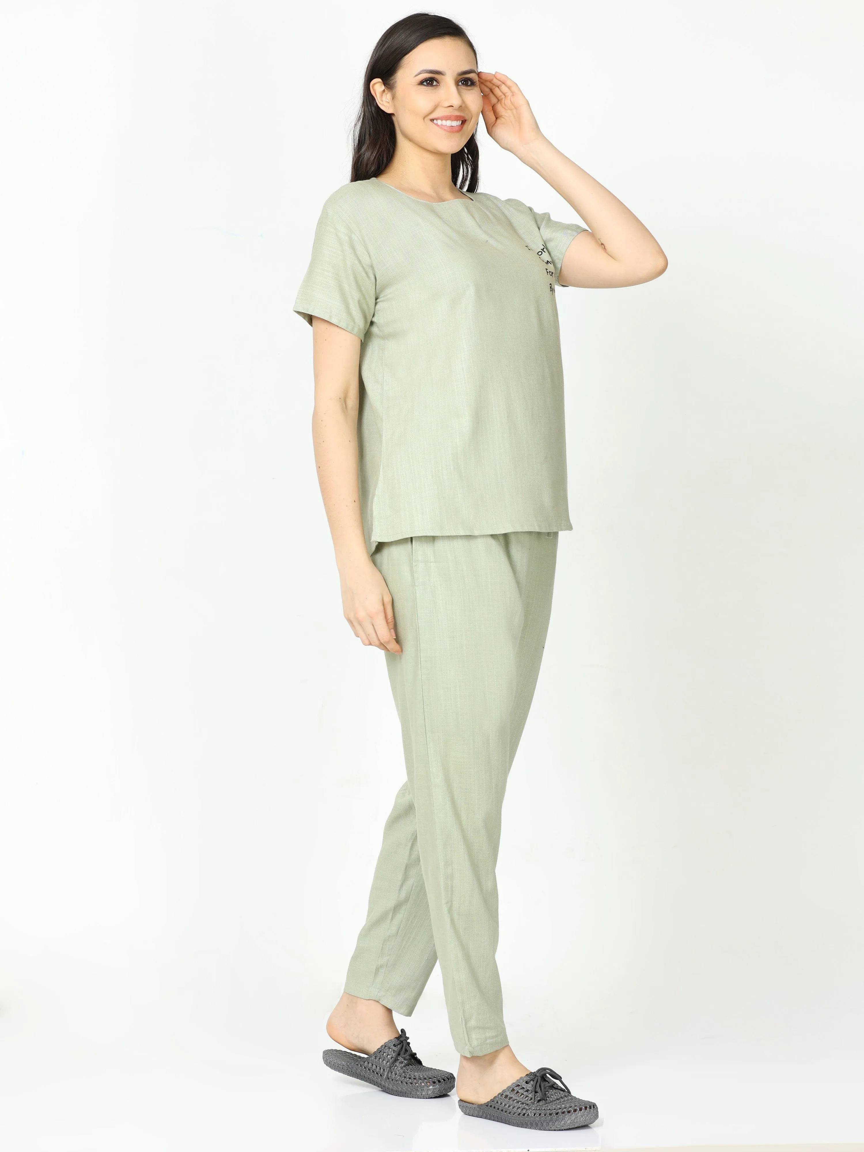 Linen Round Neck Co-ord Sets