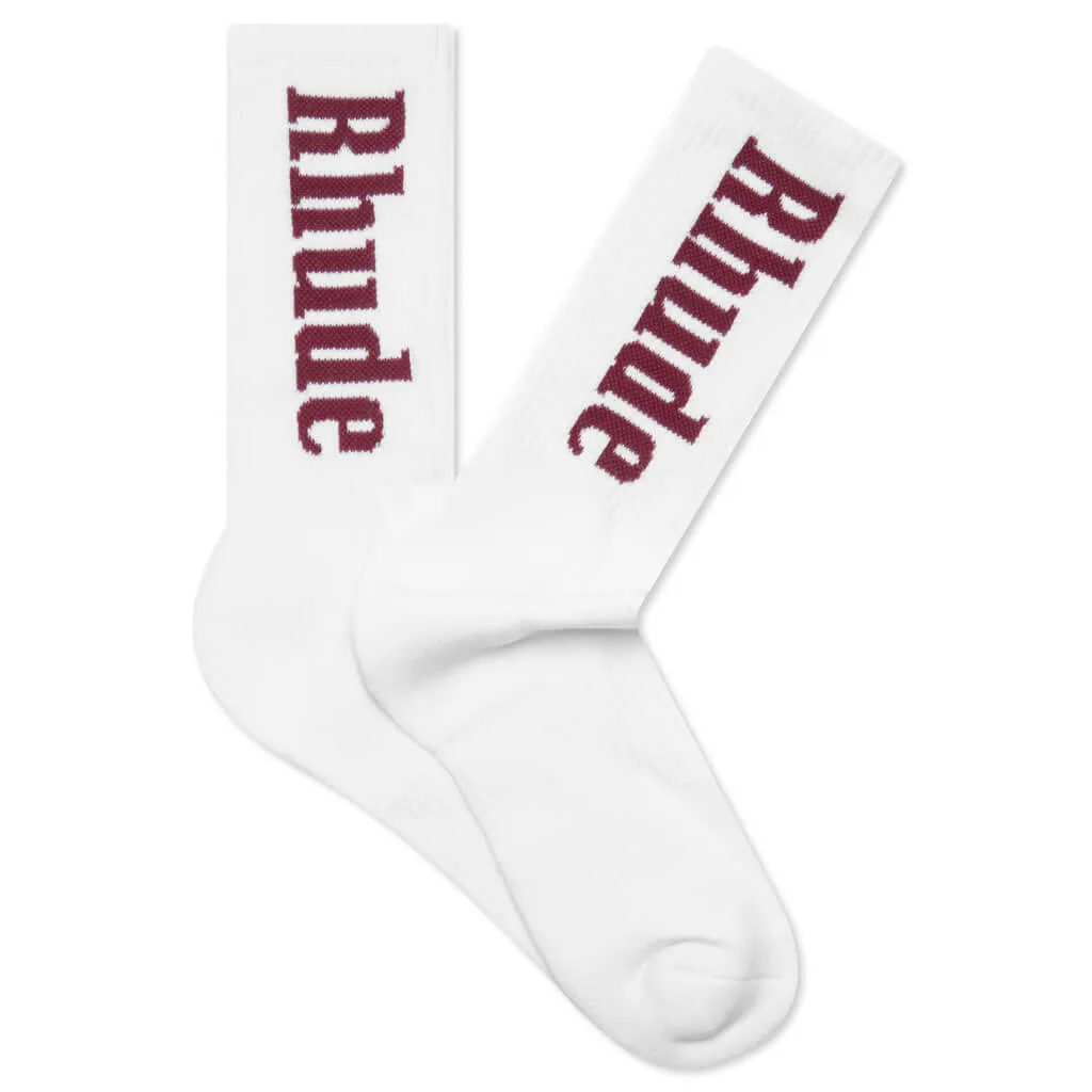 Logo Sock - White/Maroon