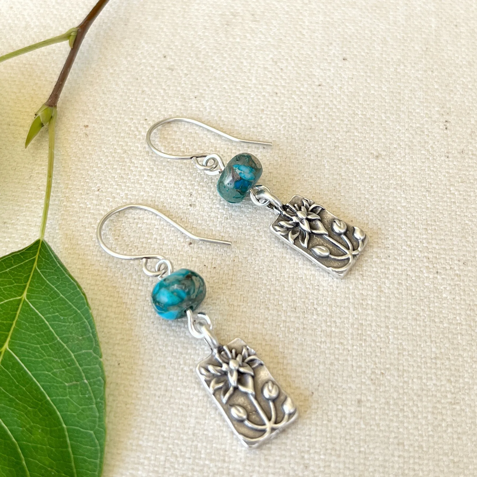 Lotus Charm Deep Turqoise Earrings