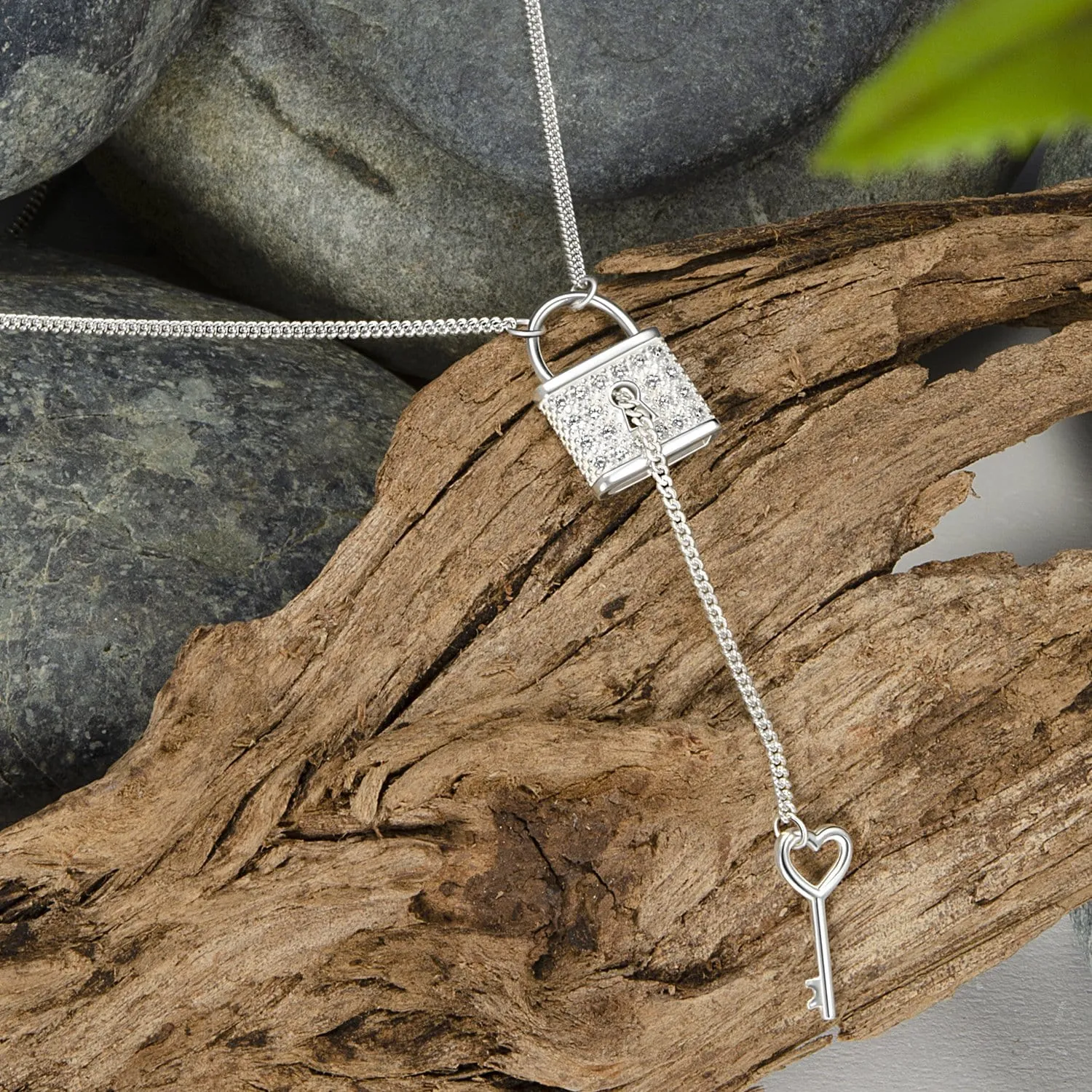 Love Lock and Key Necklace Sterling Silver