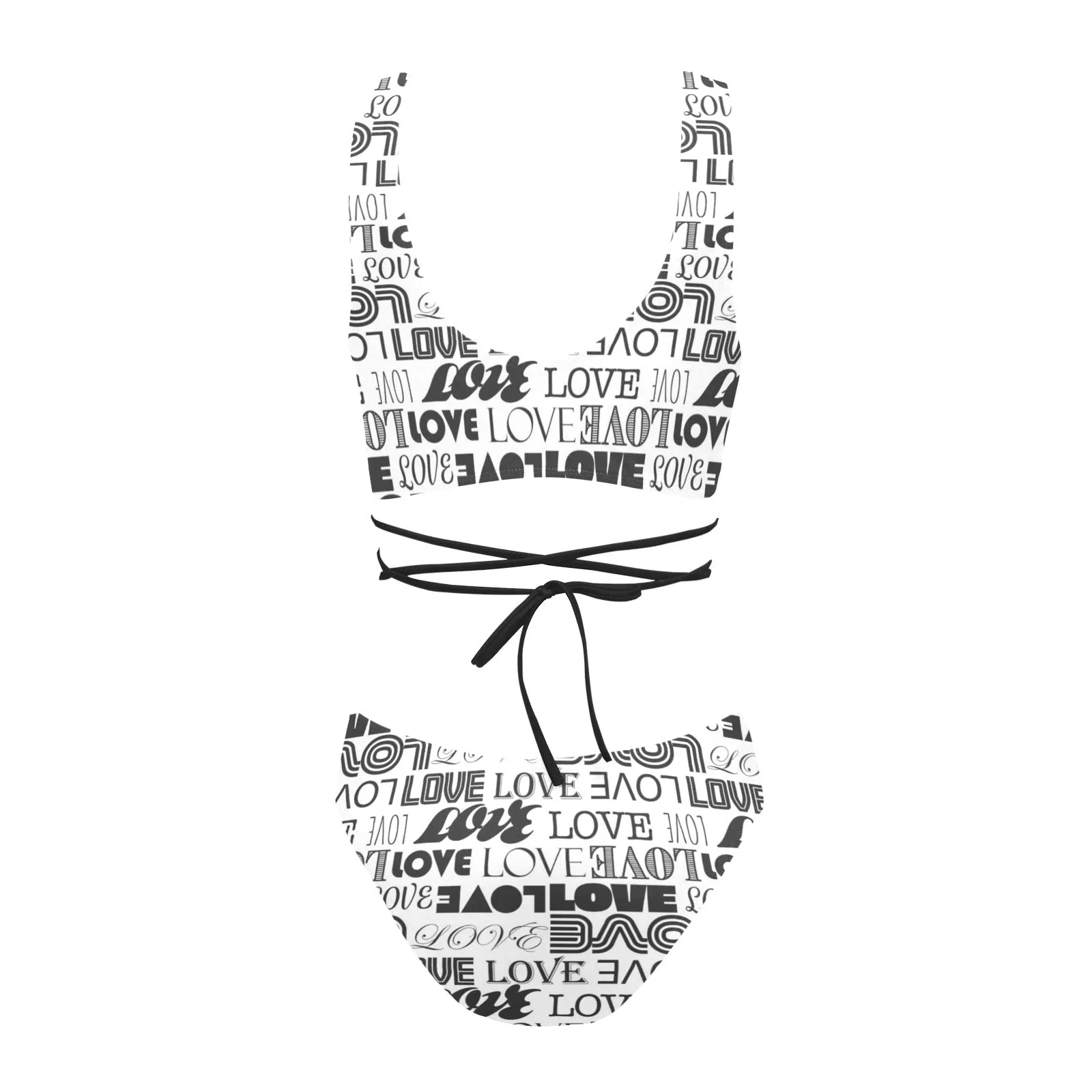 love print bw 2 Cross String Bikini Set (Model S29)