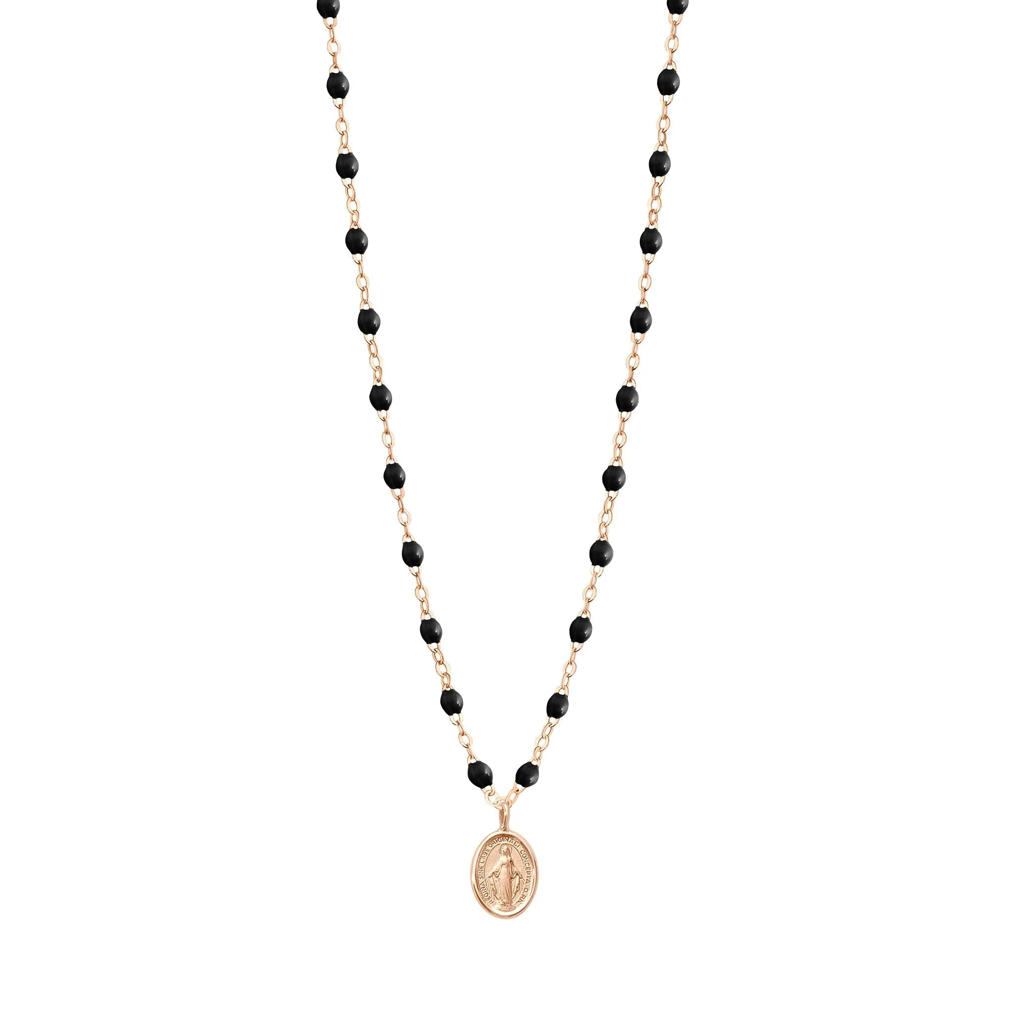 Madone Charm Classic Gigi Black necklace, Rose Gold, 16.5"