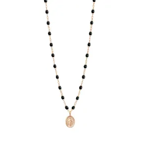 Madone Charm Classic Gigi Black necklace, Rose Gold, 16.5"