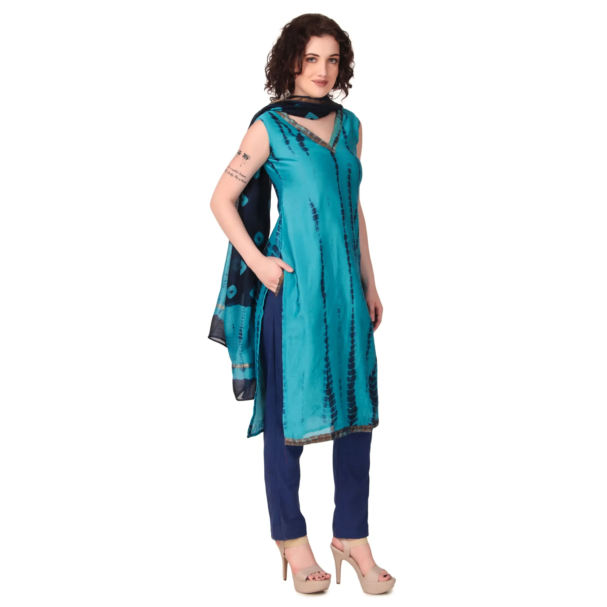 Magnetism chanderi Silk Suit Set with Pant and dupptta for Women