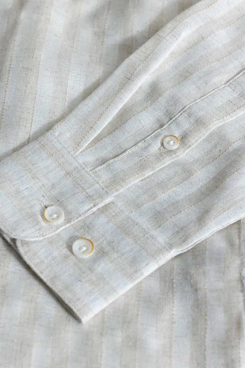 Mandarin Stripe Cream Shirt