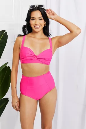 Marina West Swim Take A Dip Twist Hochhaus-Bikini in Rosa