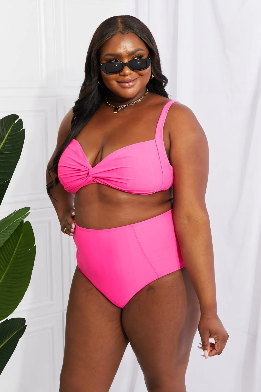 Marina West Swim Take A Dip Twist Hochhaus-Bikini in Rosa