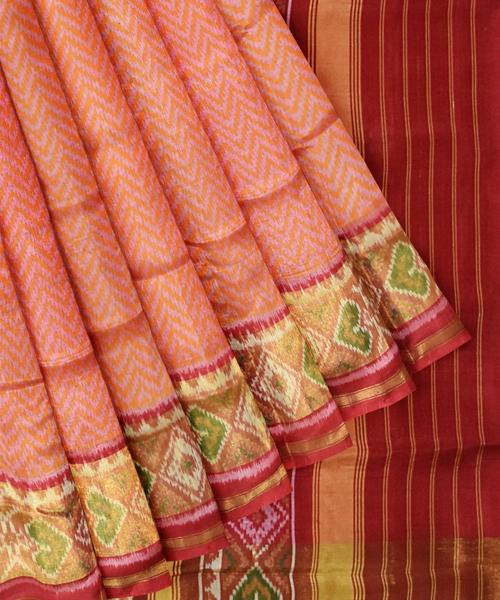 Maroon maroon silk handloom patola saree