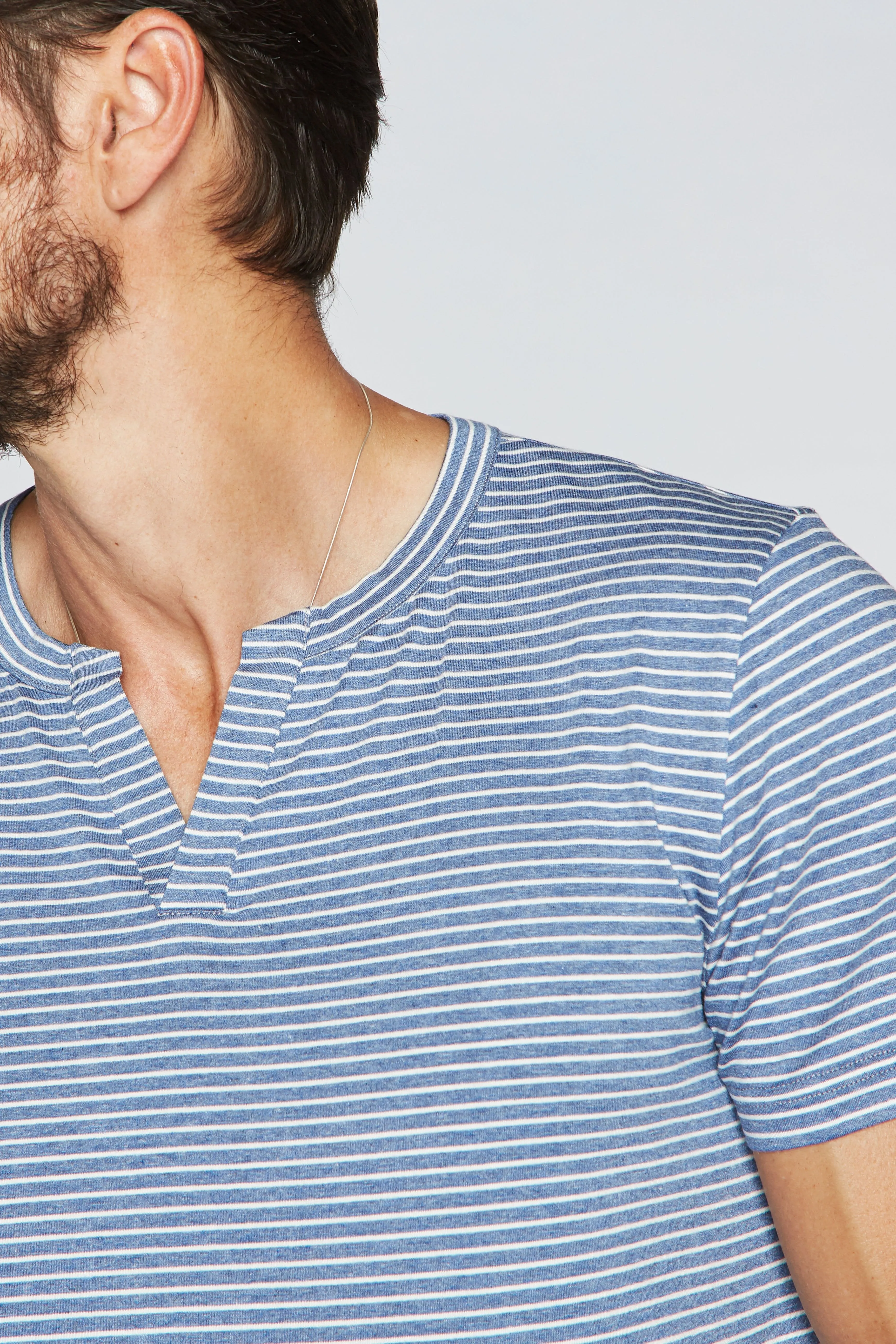 Men's Cross V-Neck Stripe Tee