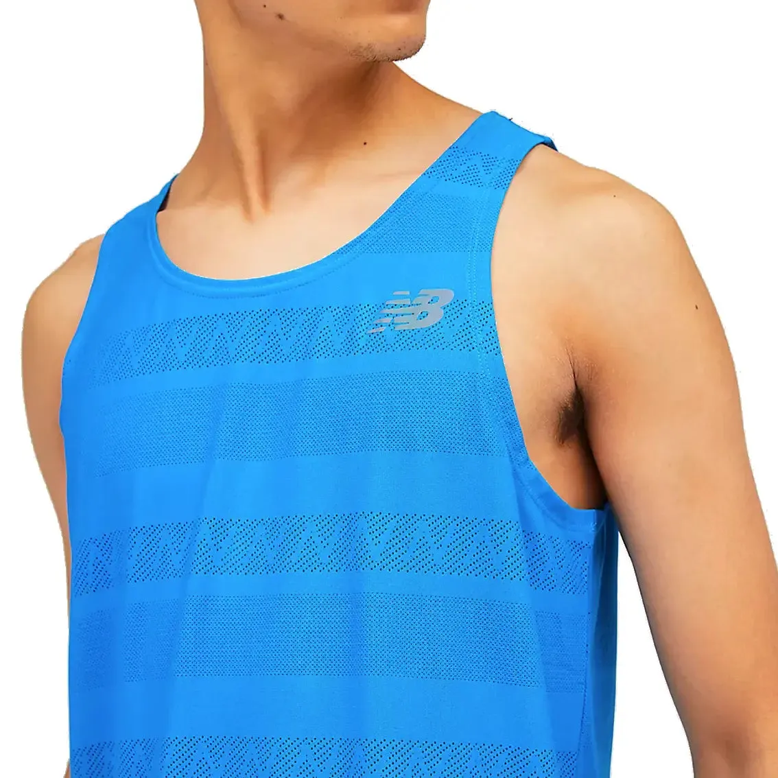 Mens Q Speed Jaquard Tank - Serene Blue