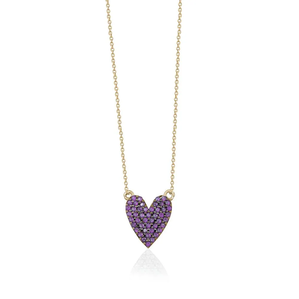 MINI COLOURED HEART PAVE NECKLACE