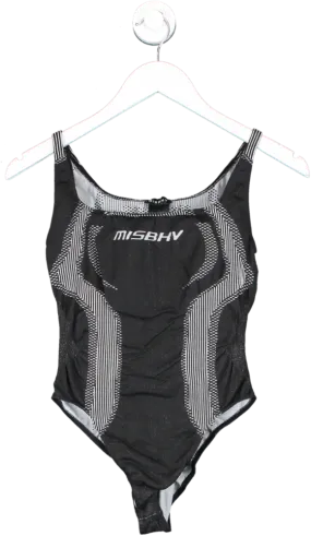 MISBHV Black Logo Embroidered Bodysuit UK XS