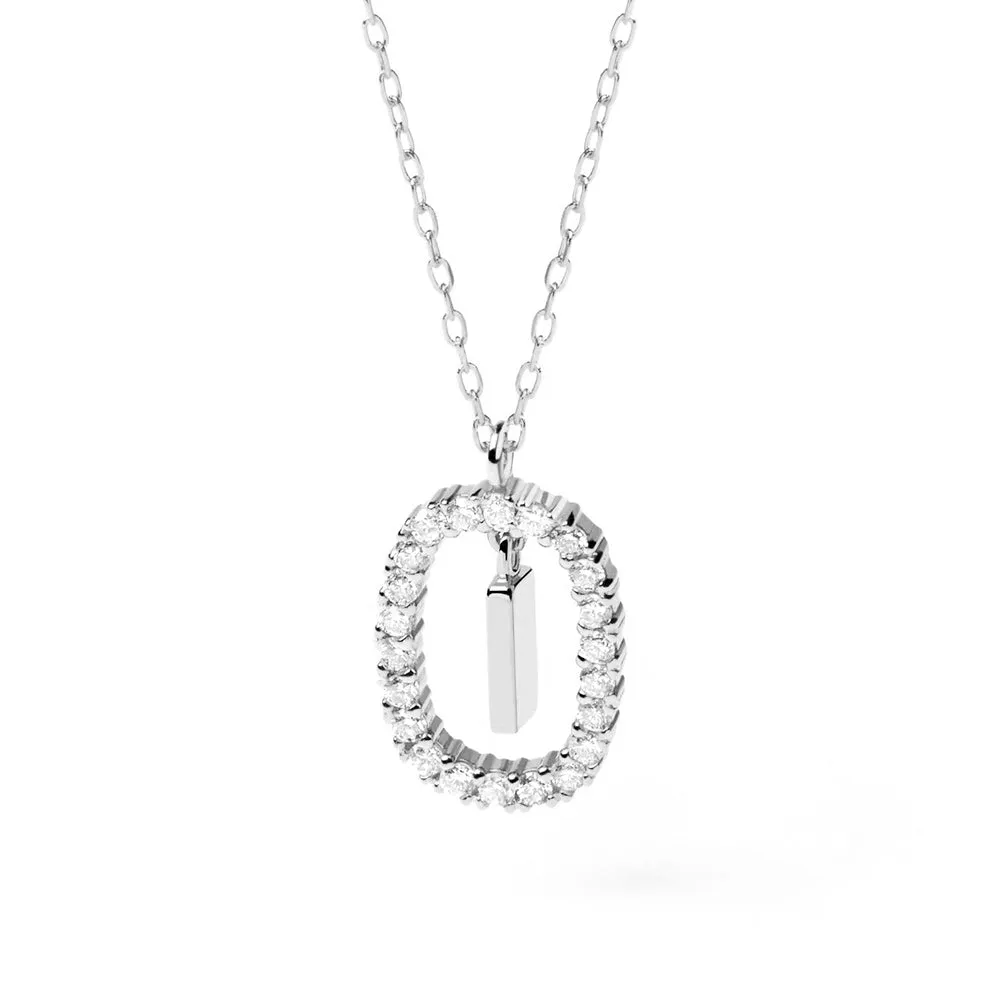 Moissanite Letter I Dangle Pendant Necklace