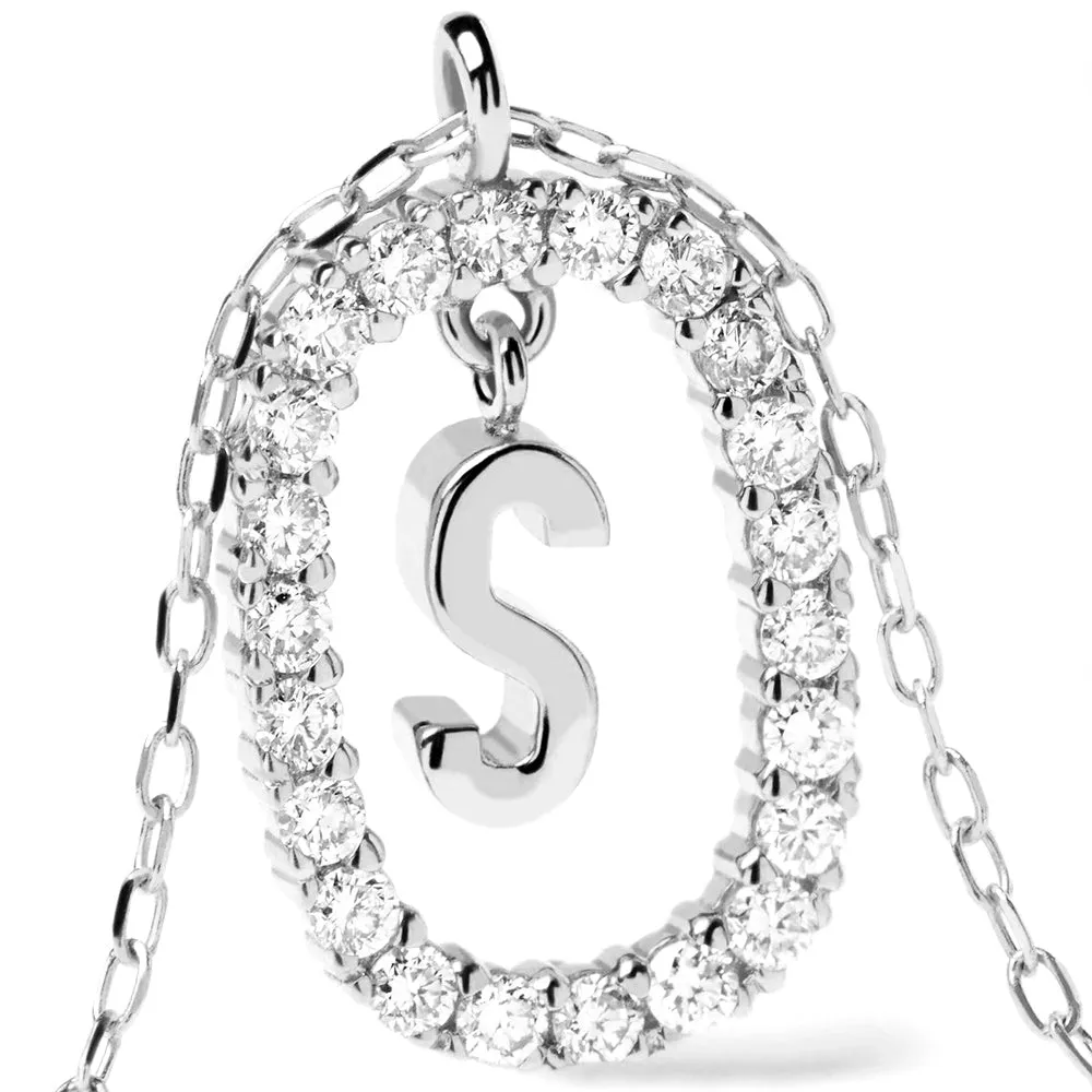 Moissanite Letter S Dangle Pendant Necklace