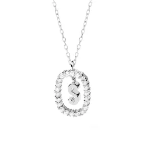 Moissanite Letter S Dangle Pendant Necklace