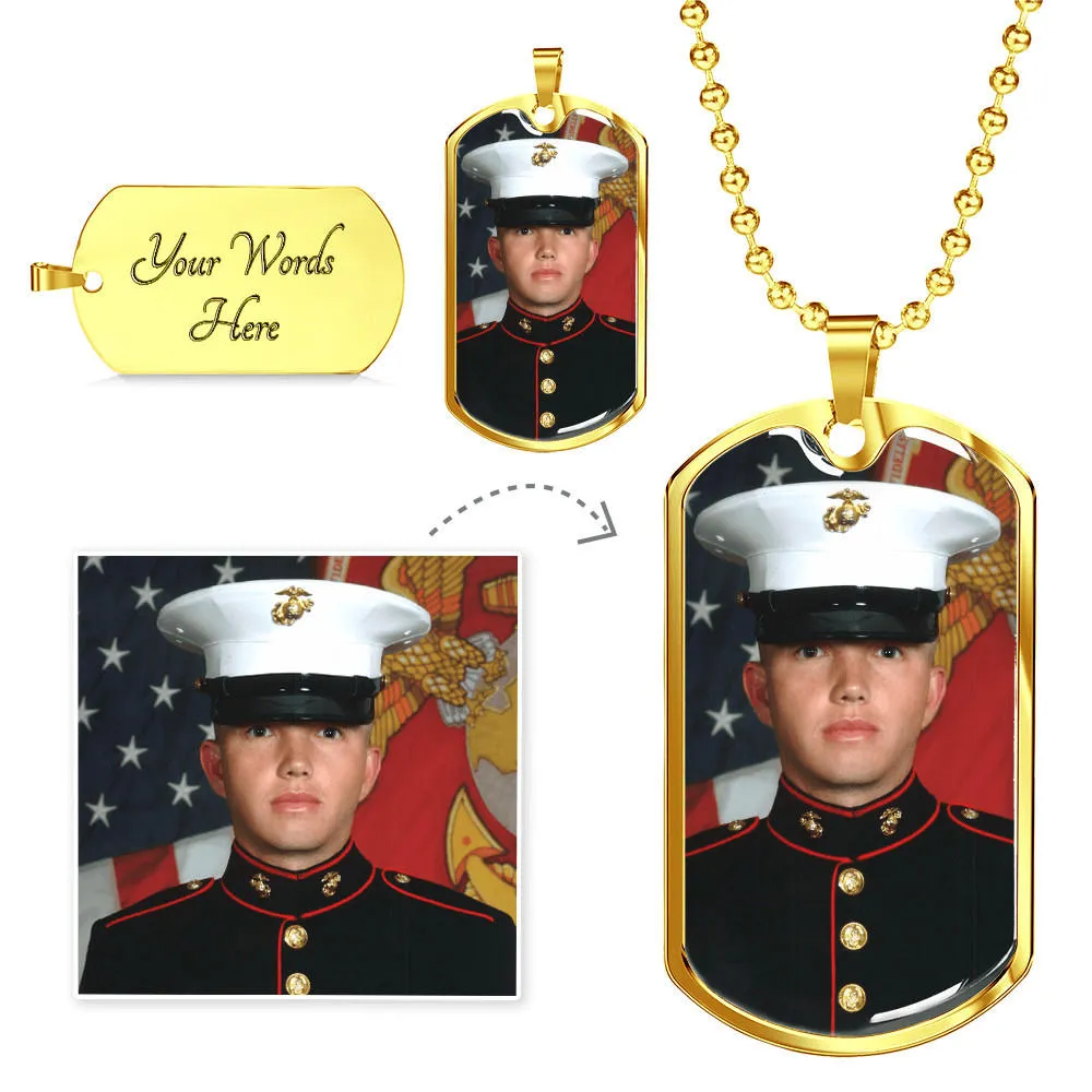 Near and Dear to my Heart Custom Photo Dog Tag Honor Veteran Military Necklace