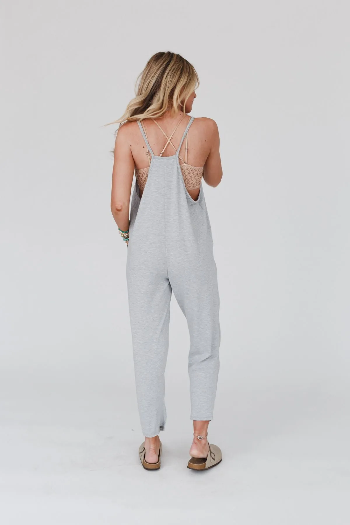 Out Of My Hands Pocketed Jumpsuit - Heather Gray