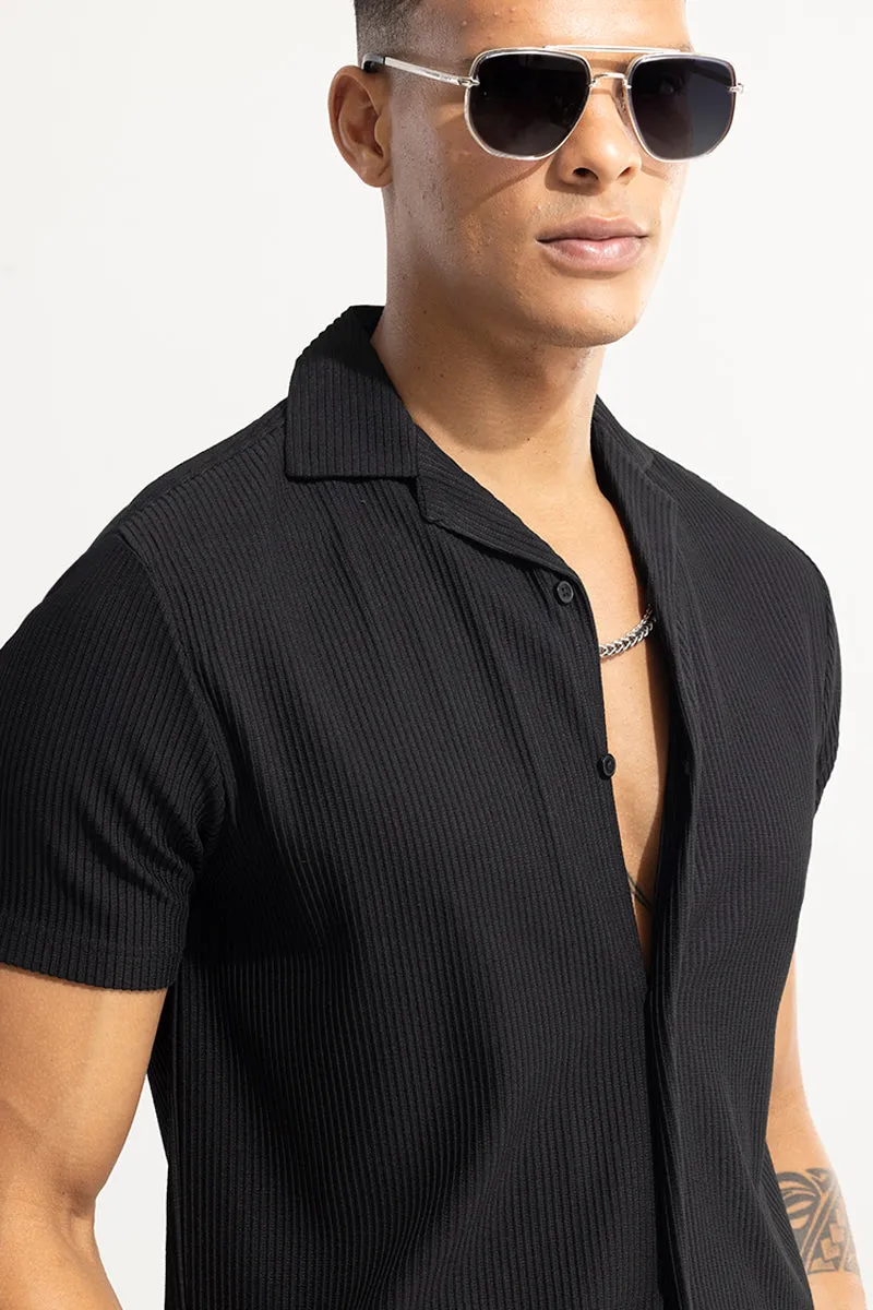 Parallel Rib Black Shirt