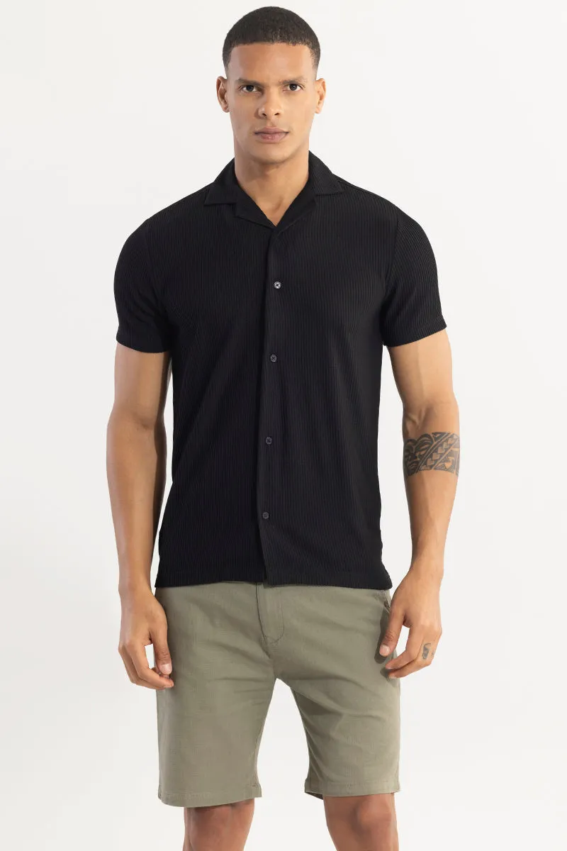 Parallel Rib Black Shirt