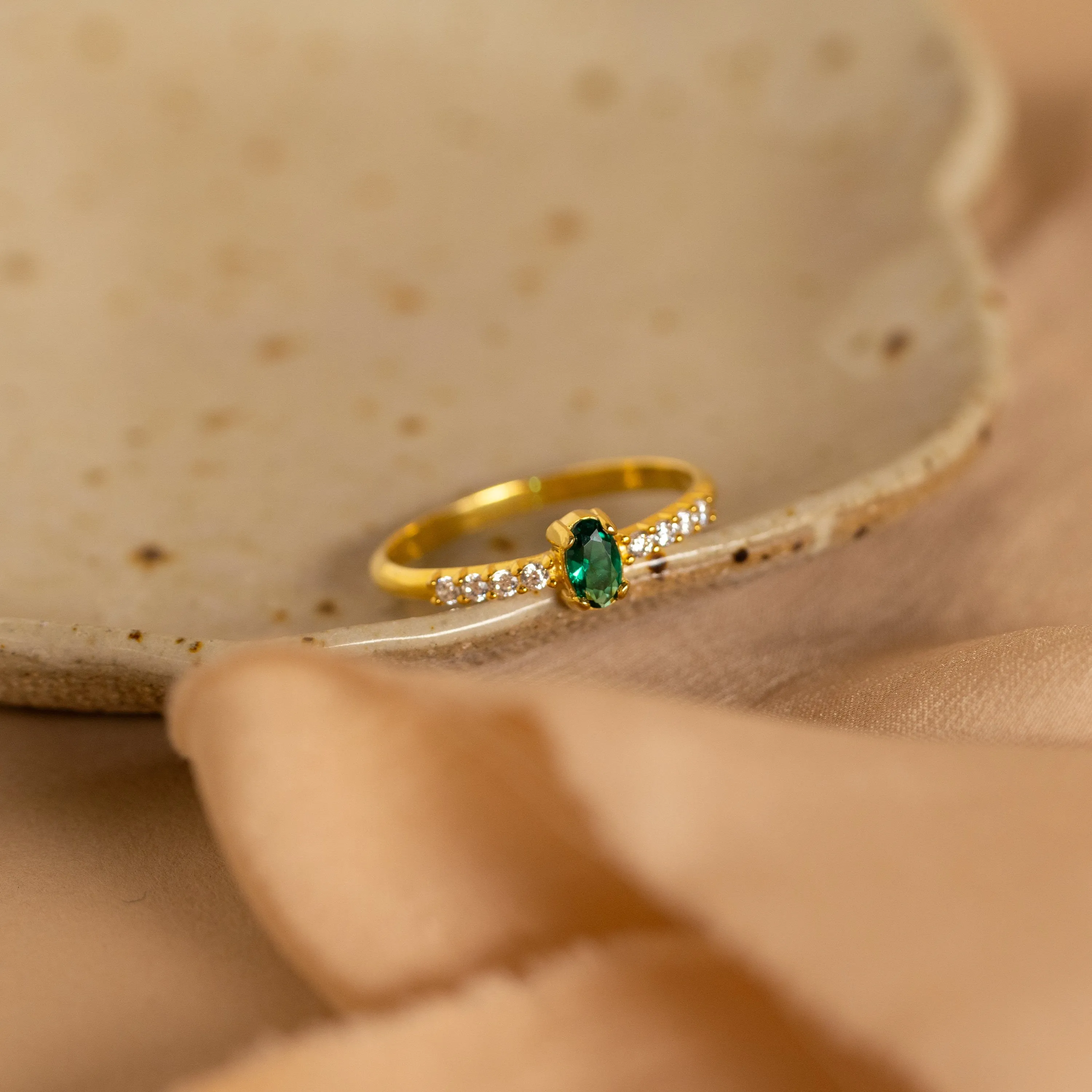 Pave Oval Birthstone Ring