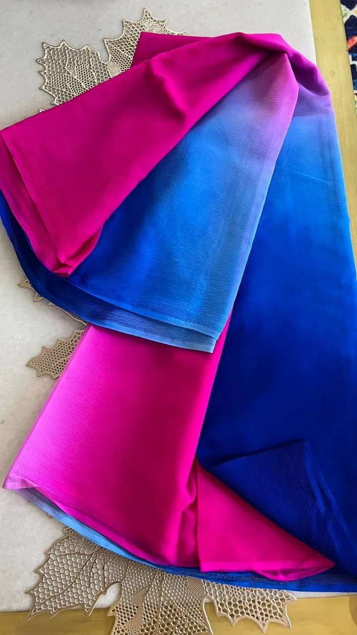 Platinum Chiffon Silk Sarees Shaded