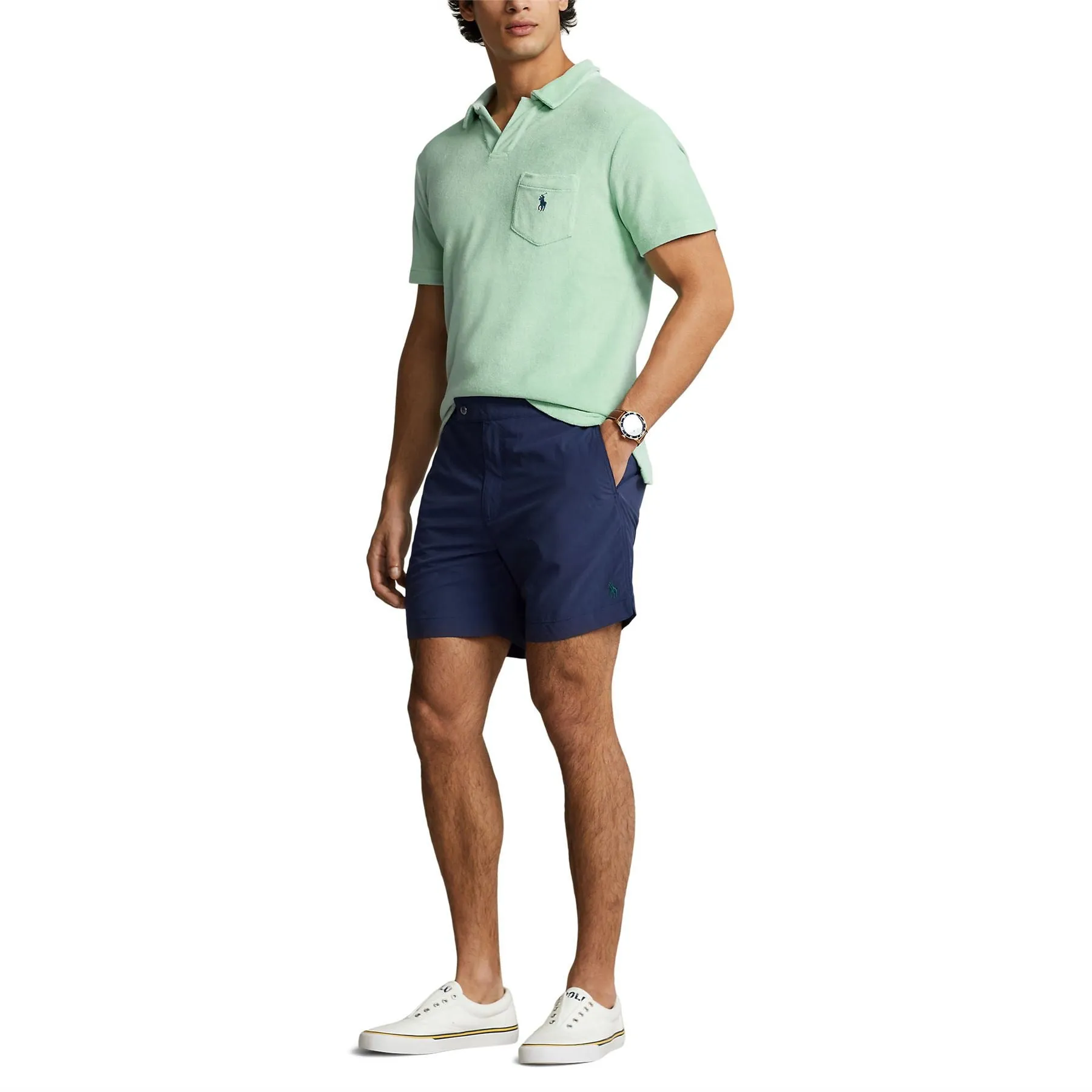 Polo Golf Classic Fit Cotton Knit Open Placket Polo Celadon Green - SU24