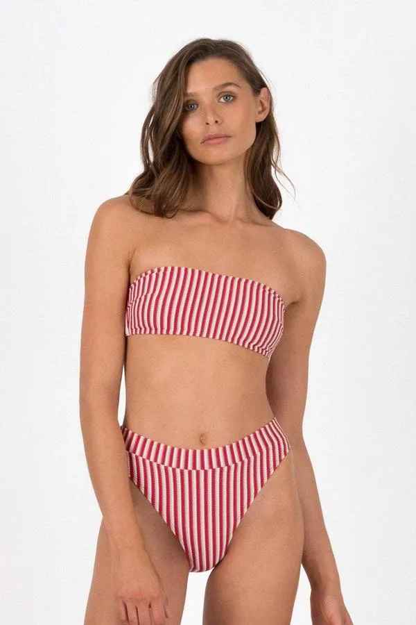 Poolside Bandeau & Hi Cut Bottom Set - Stripe