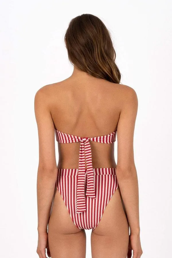 Poolside Bandeau & Hi Cut Bottom Set - Stripe