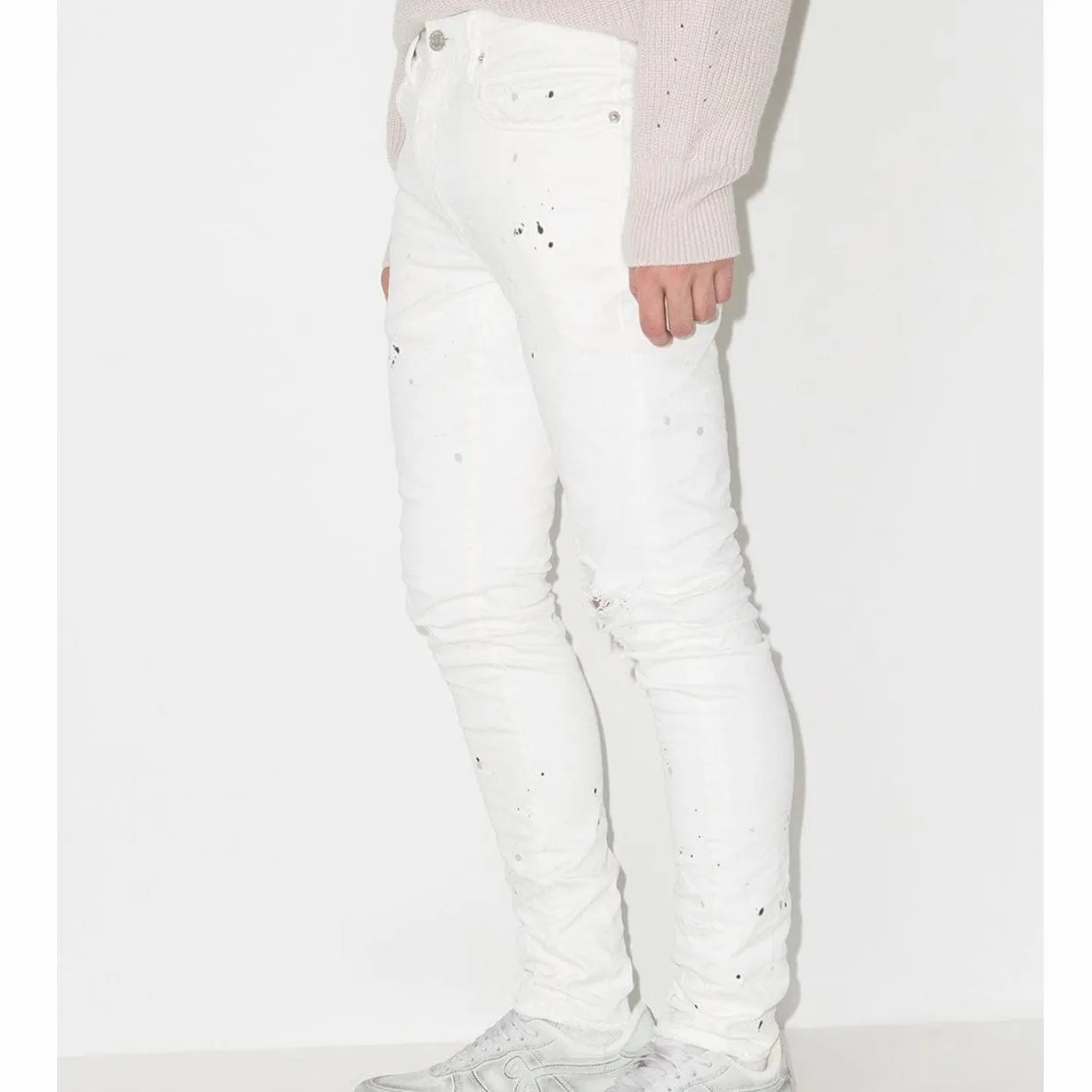 Purple Brand Paint Blowout Optic White Jean (White) P001-OWPB122