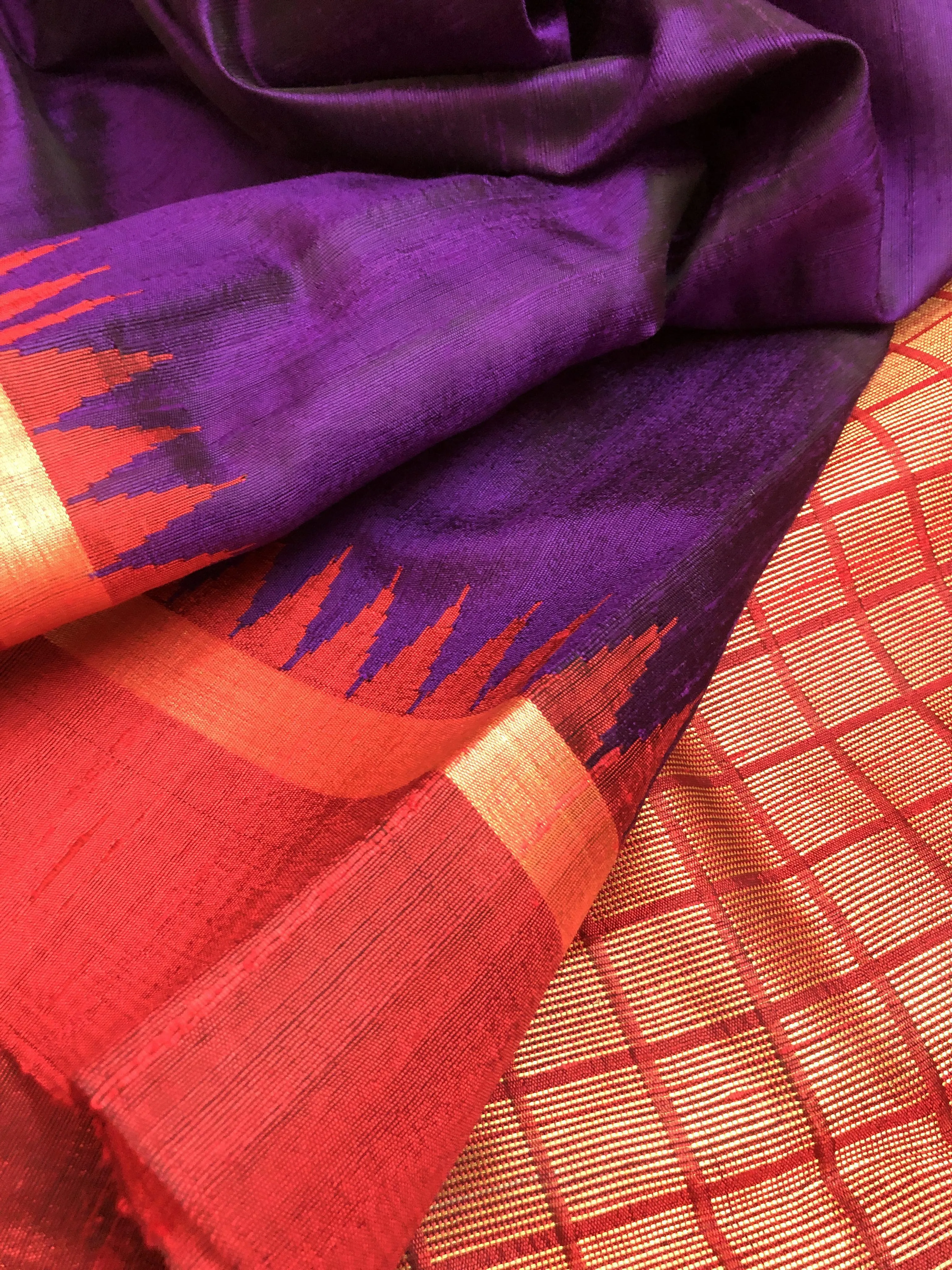 Purple Color Pure Raw Silk Saree