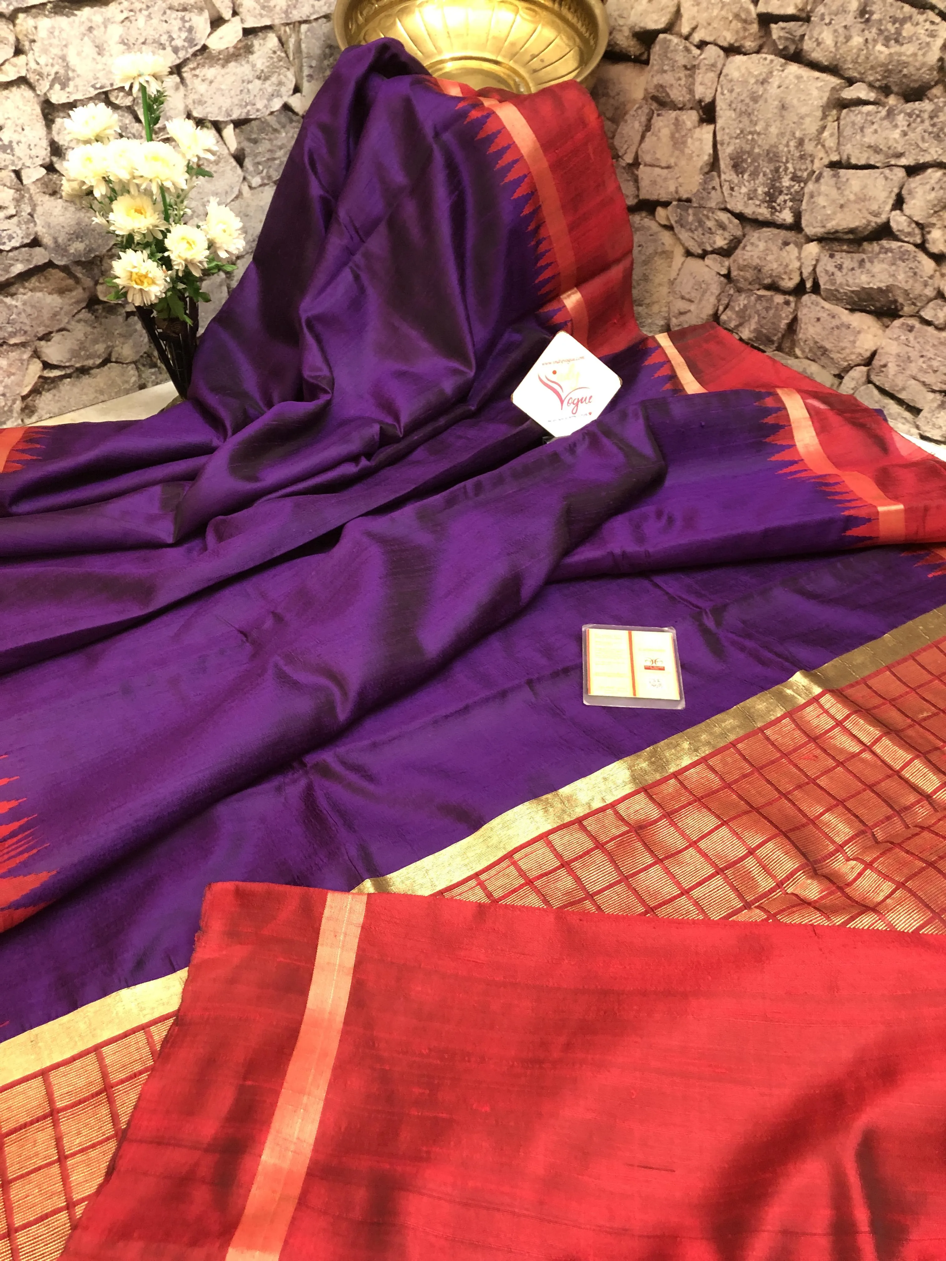 Purple Color Pure Raw Silk Saree