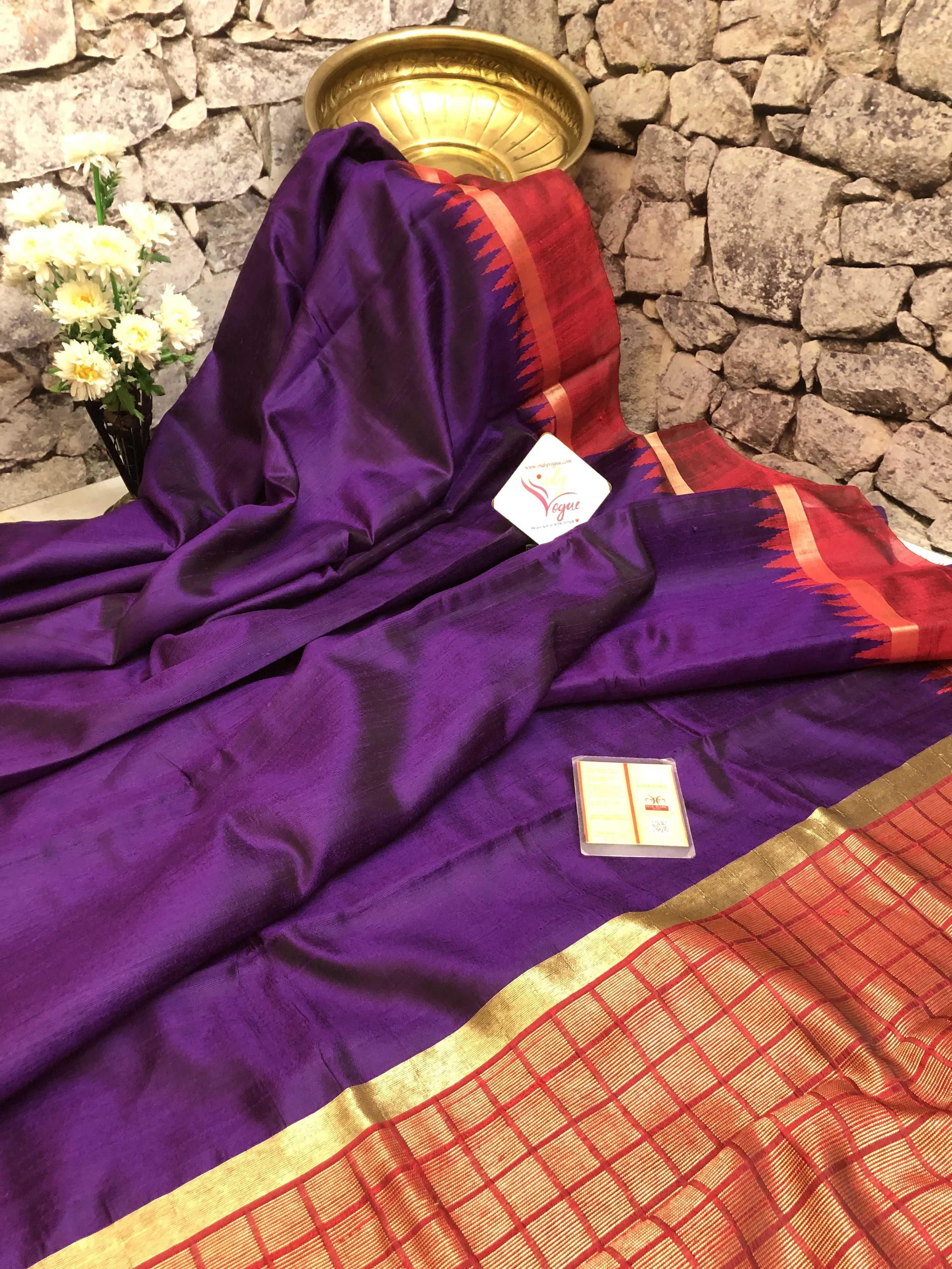 Purple Color Pure Raw Silk Saree